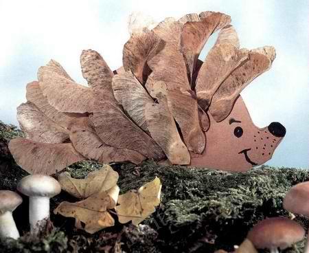 Master-luokka "Autumn crafts made of natural material. Hakemus "Hedgehog lehdistä" »