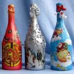 Uudenvuoden pulloiden decoupage