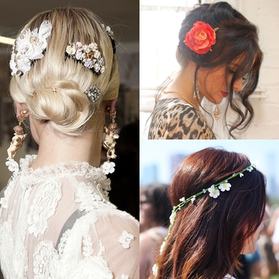 Hairstyles with flowers 2013: valokuva muodikkaimmista kampaileista