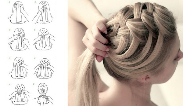 Braid punos keskipitkän hiukset kanssa valokuva