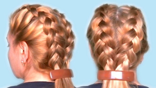 Braid punos keskipitkän hiukset kanssa valokuva