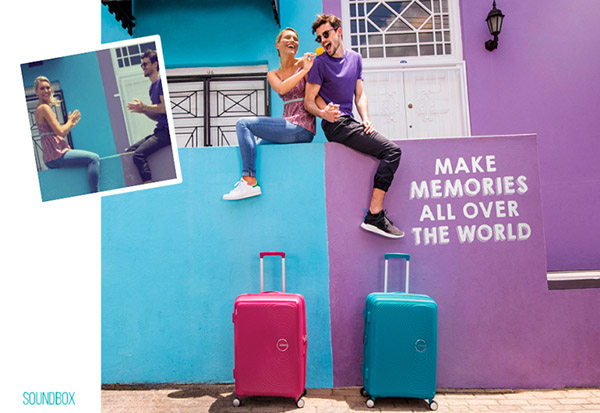 Kesä tiellä: kirkkaat matkalaukut American Tourister Soundbox