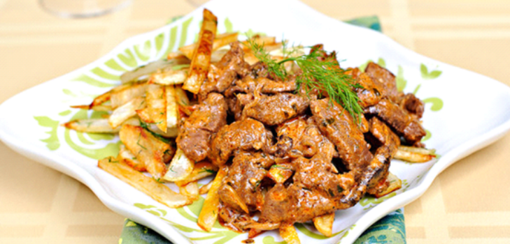 liha stroganoff levylle