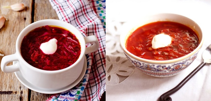 Borsch talvella tölkeissä, reseptejä valmistettaessa juurikkaita ja kaalia, tomaattimehua ja ilman sitä